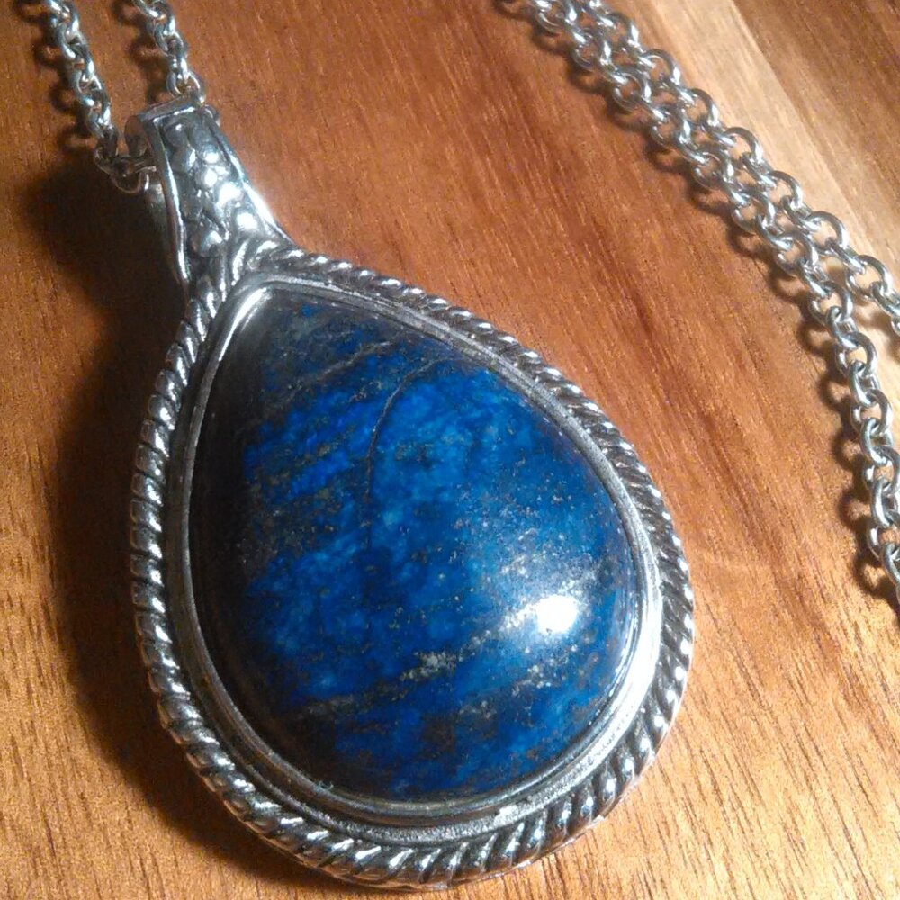 Lapis Lazuli Stainless Steel Pendant Necklace